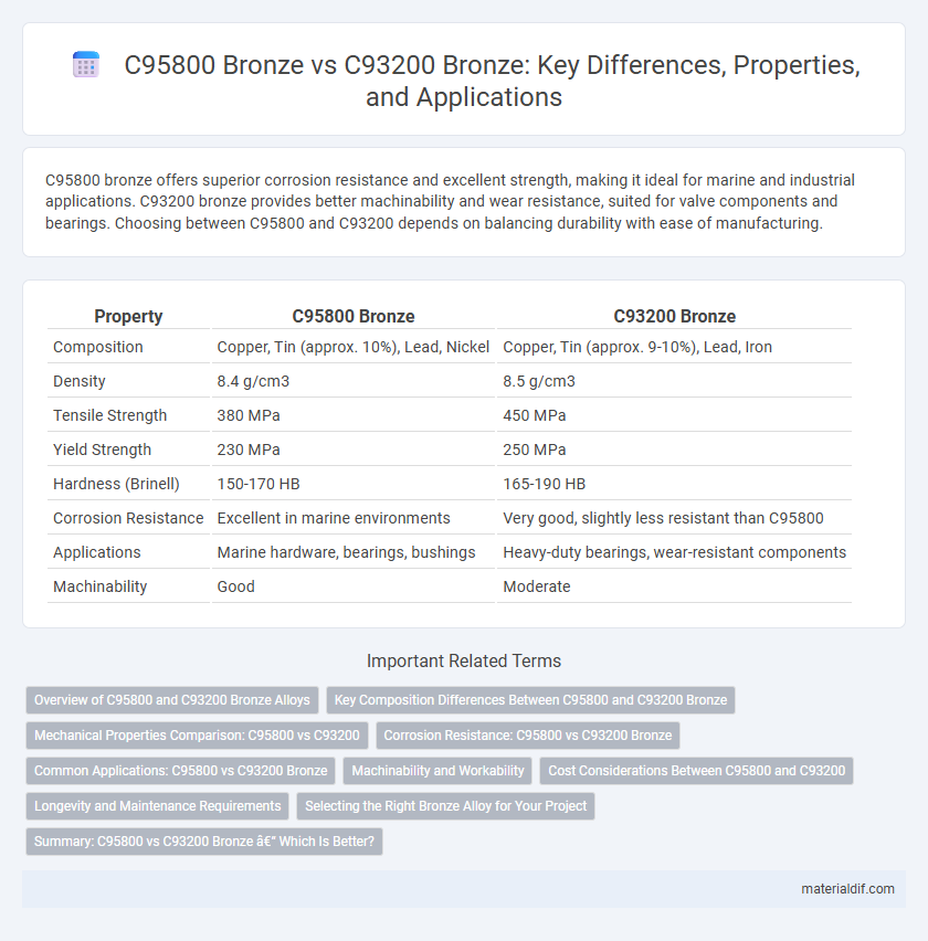 C95800 Bronze vs C93200 Bronze: Key Differences, Properties, and Applications
