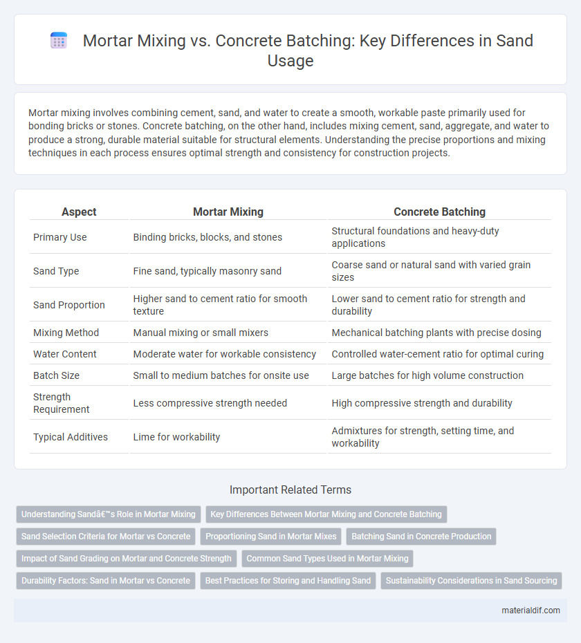 Mortar Mixing vs. Concrete Batching: Key Differences in Sand Usage