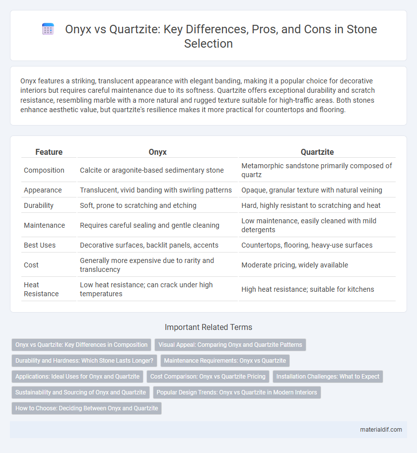 Onyx vs Quartzite: Key Differences, Pros, and Cons in Stone Selection