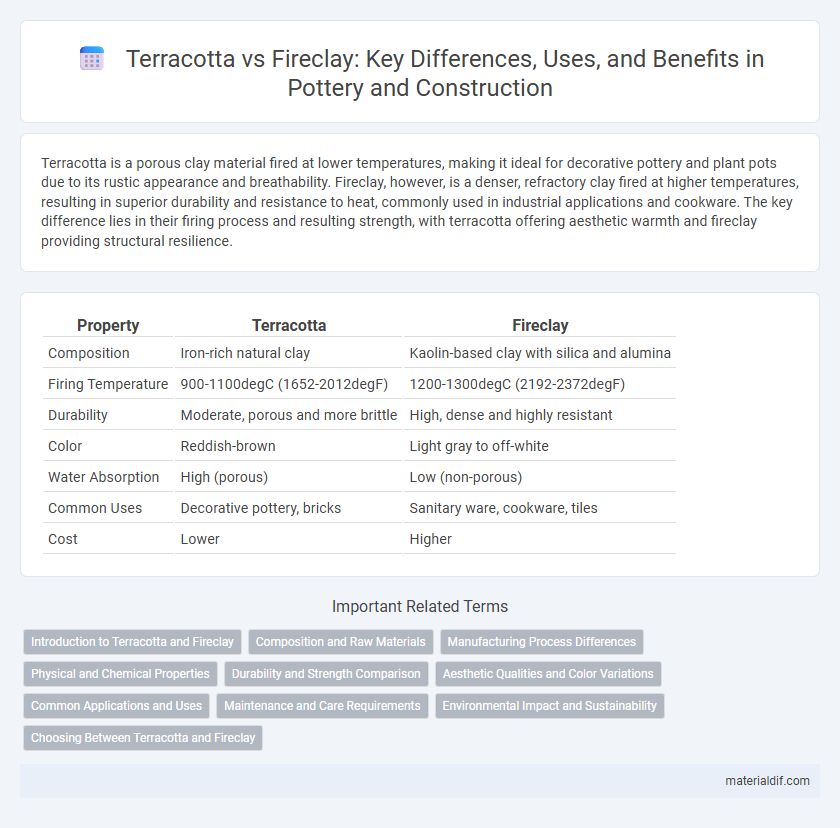 Terracotta vs Fireclay: Key Differences, Uses, and Benefits in Pottery and Construction