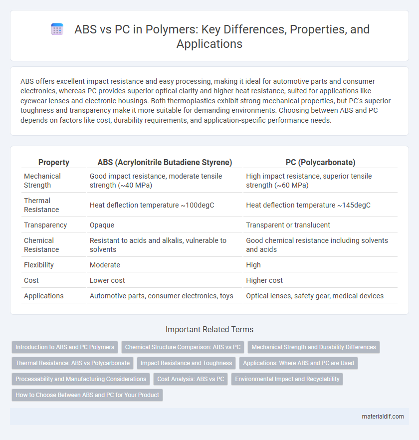 ABS vs PC in Polymers: Key Differences, Properties, and Applications