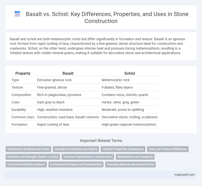 Basalt vs. Schist: Key Differences, Properties, and Uses in Stone Construction