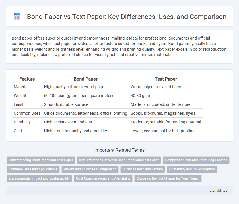 Bond Paper vs Text Paper: Key Differences, Uses, and Comparison