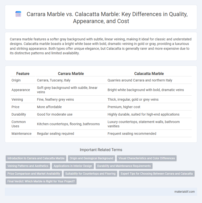 Carrara Marble vs. Calacatta Marble: Key Differences in Quality, Appearance, and Cost
