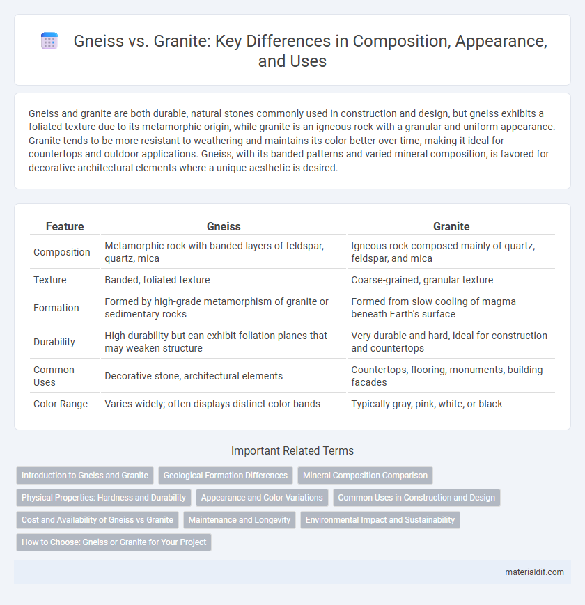 Gneiss vs. Granite: Key Differences in Composition, Appearance, and Uses