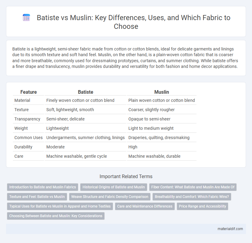 Batiste vs Muslin: Key Differences, Uses, and Which Fabric to Choose