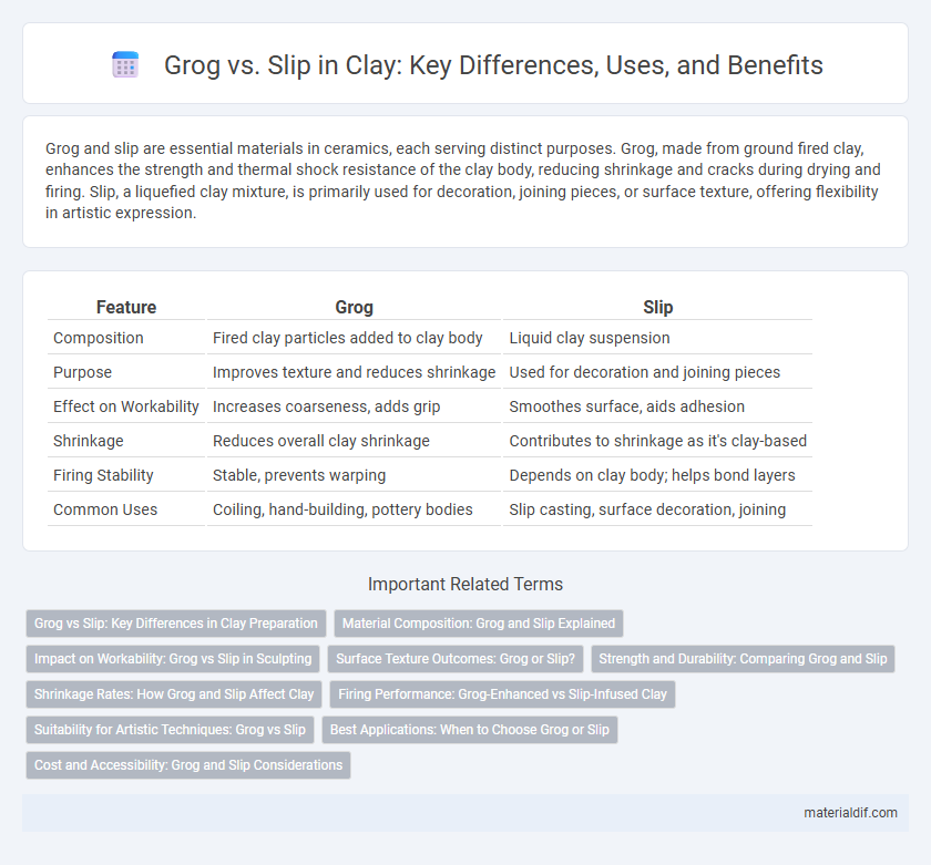 Grog vs. Slip in Clay: Key Differences, Uses, and Benefits