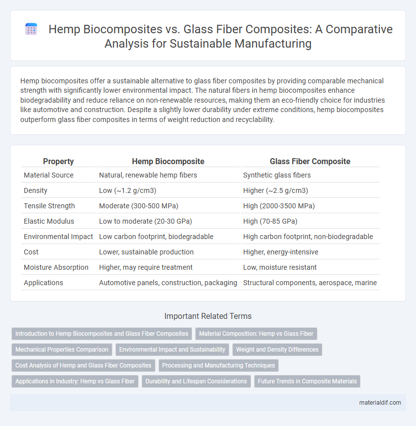 Hemp Biocomposites vs. Glass Fiber Composites: A Comparative Analysis for Sustainable Manufacturing