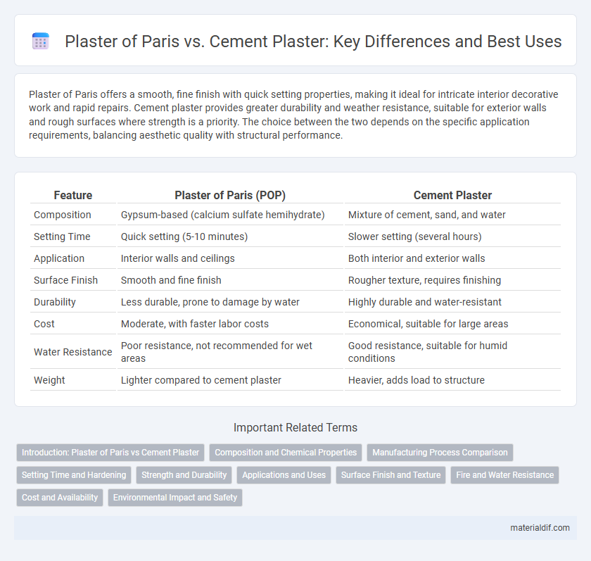 Plaster of Paris vs. Cement Plaster: Key Differences and Best Uses