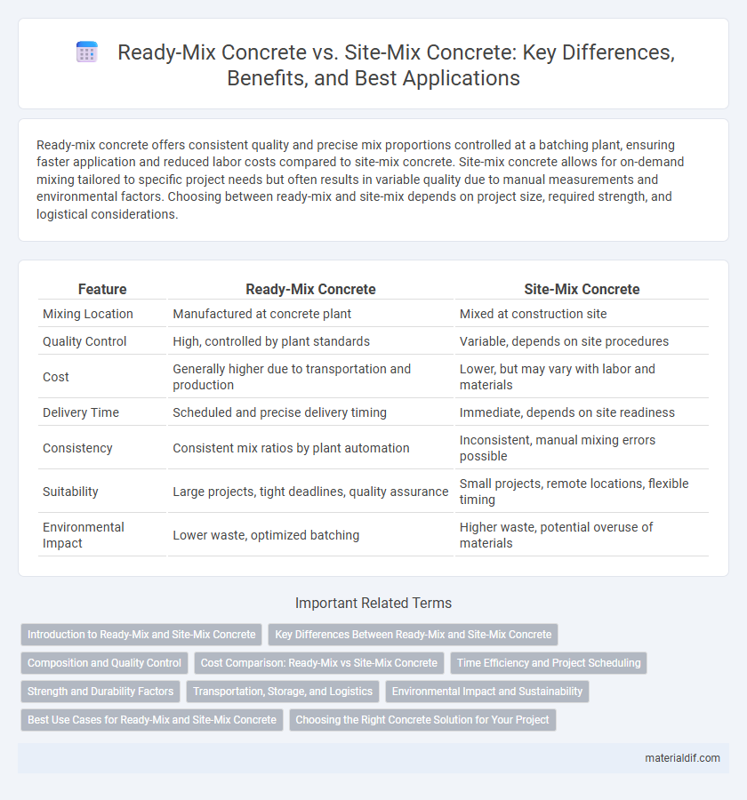Ready-Mix Concrete vs. Site-Mix Concrete: Key Differences, Benefits, and Best Applications