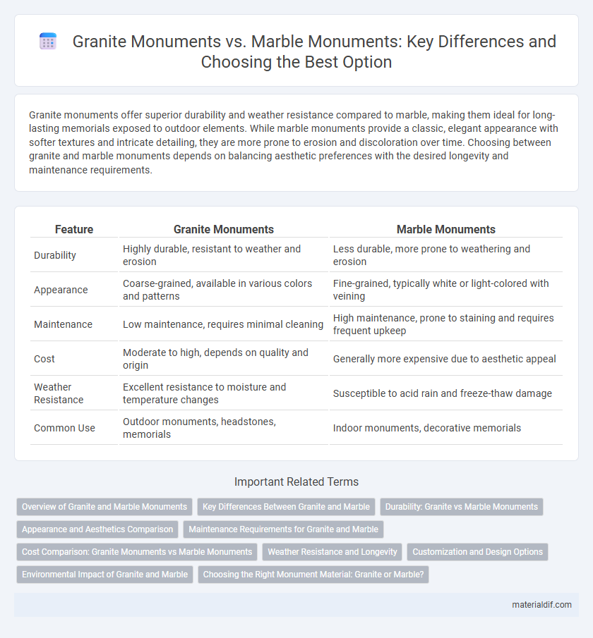 Granite Monuments vs. Marble Monuments: Key Differences and Choosing the Best Option