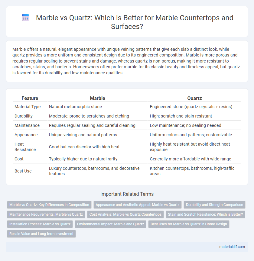 Marble vs Quartz: Which is Better for Marble Countertops and Surfaces?