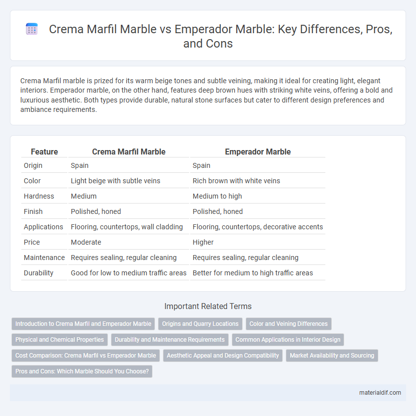 Crema Marfil Marble vs Emperador Marble: Key Differences, Pros, and Cons