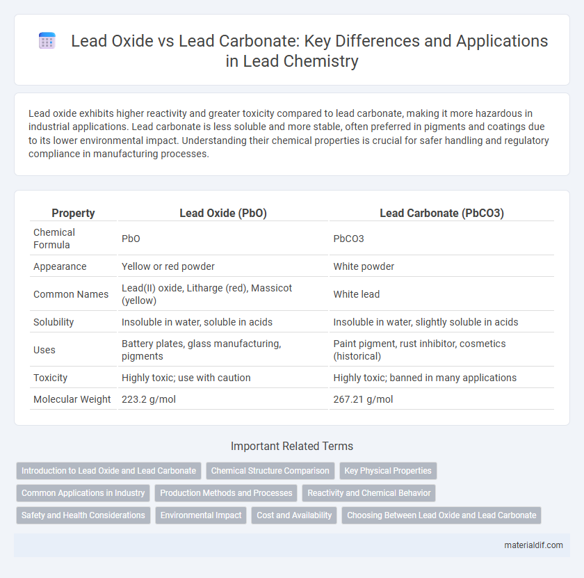 Lead Oxide vs Lead Carbonate: Key Differences and Applications in Lead Chemistry