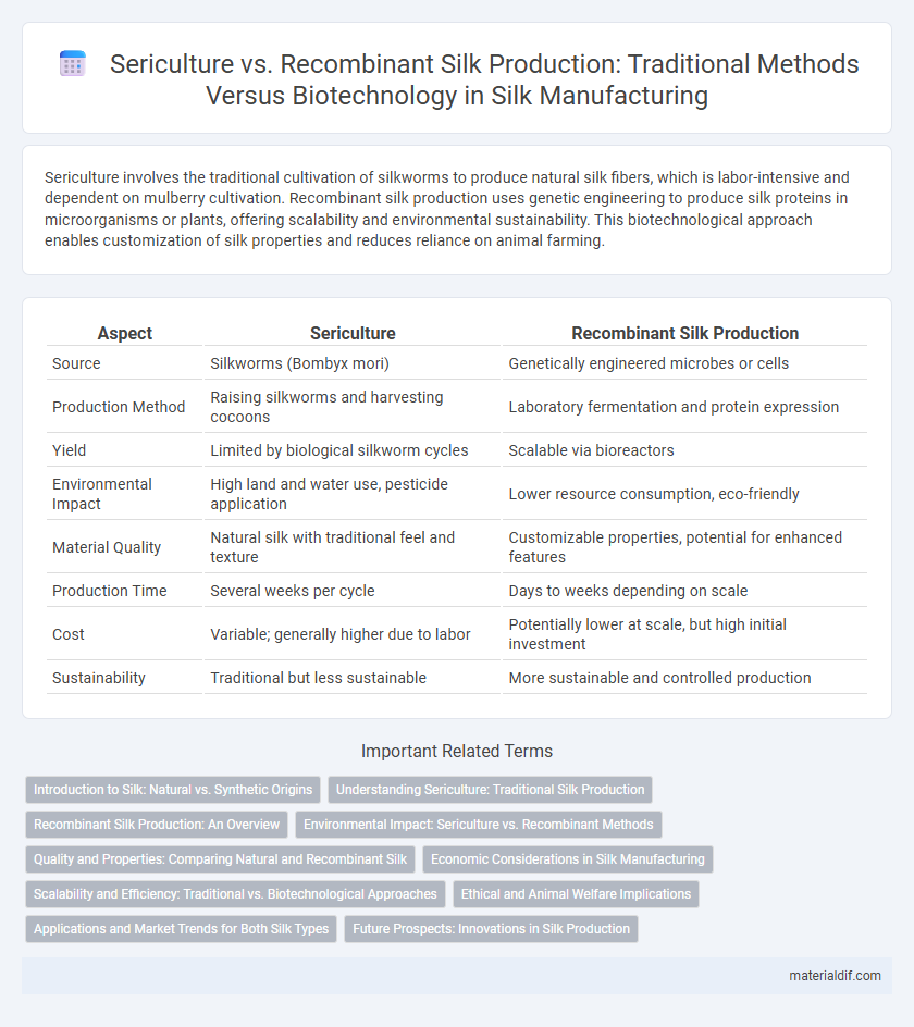 Sericulture vs. Recombinant Silk Production: Traditional Methods Versus Biotechnology in Silk Manufacturing