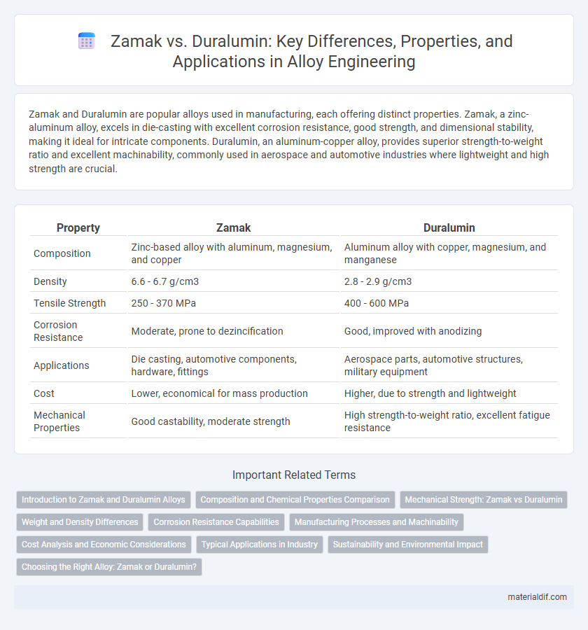 Zamak vs. Duralumin: Key Differences, Properties, and Applications in Alloy Engineering