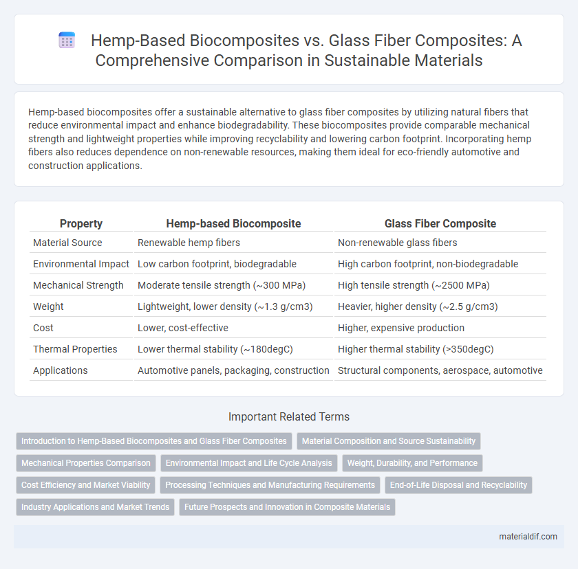 Hemp-Based Biocomposites vs. Glass Fiber Composites: A Comprehensive Comparison in Sustainable Materials