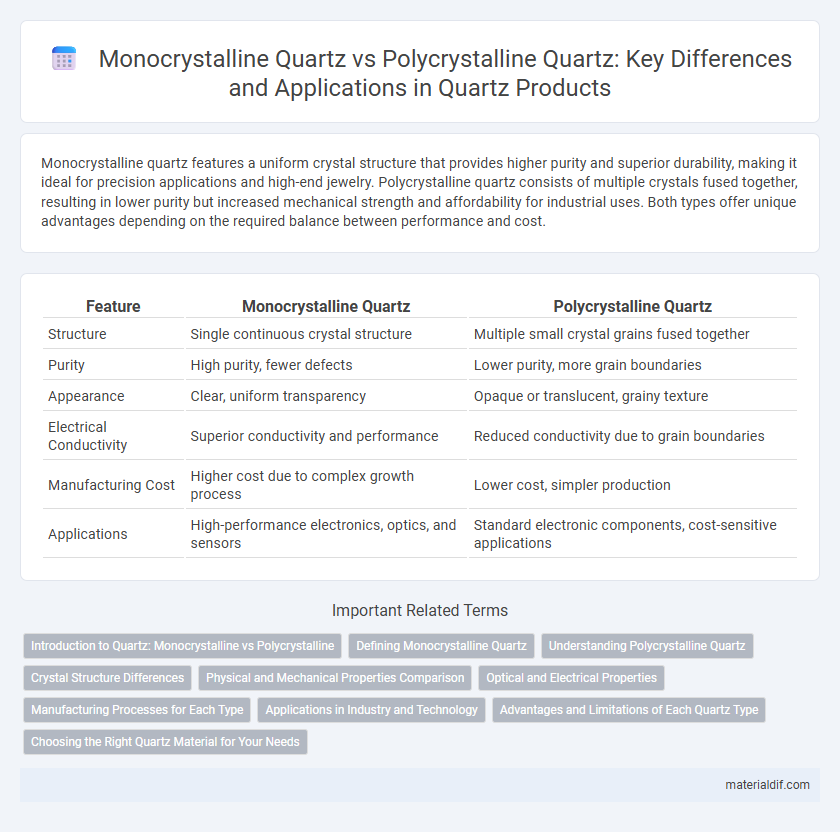 Monocrystalline Quartz vs Polycrystalline Quartz: Key Differences and Applications in Quartz Products