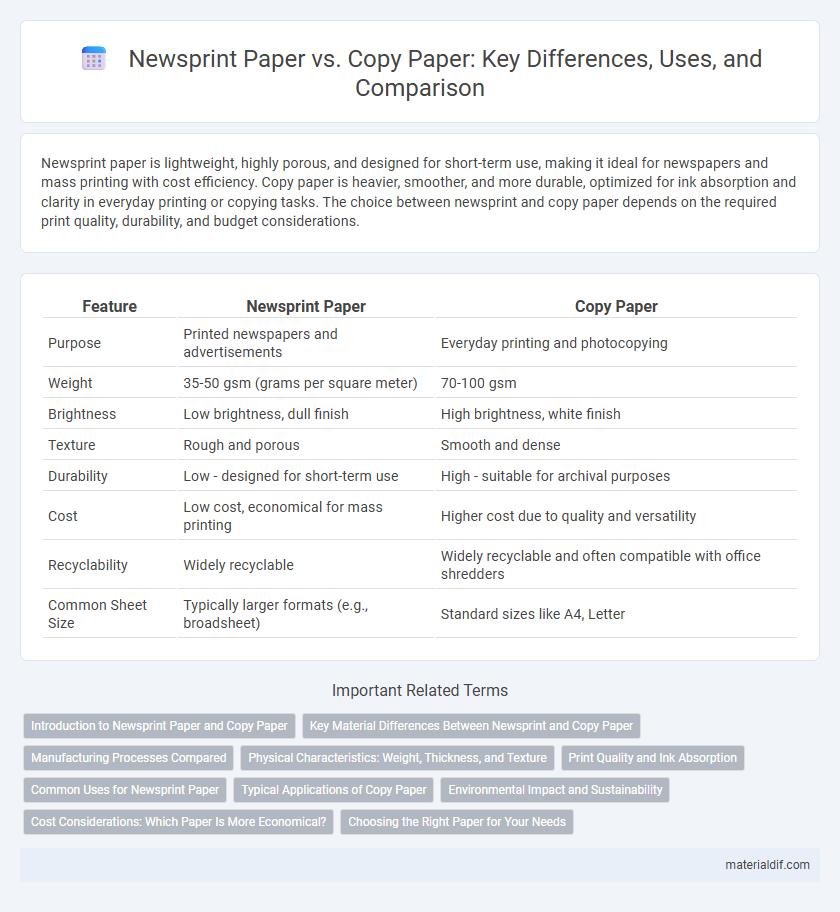 Newsprint Paper vs. Copy Paper: Key Differences, Uses, and Comparison