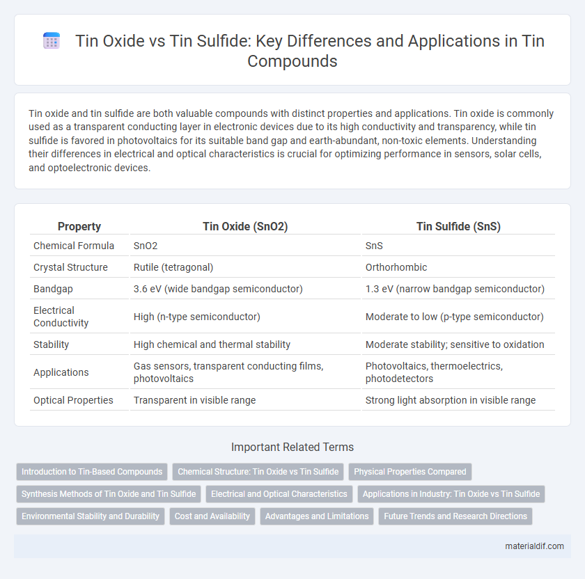 Tin Oxide vs Tin Sulfide: Key Differences and Applications in Tin Compounds